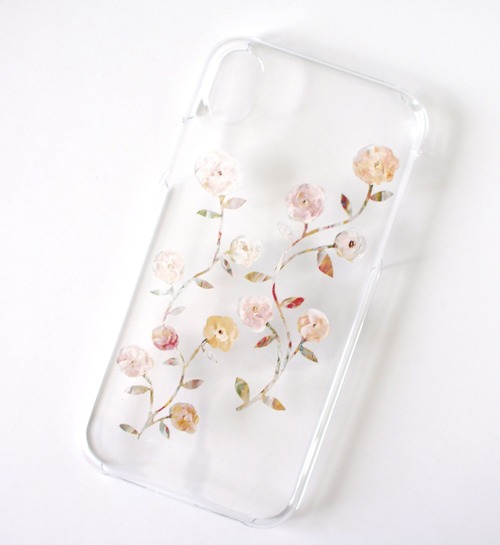 iphone/Android【受注制作】クリアスマホケース　透明な花の絵「光さす花 ver1」