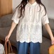 裾スカラップフラワー刺繍ブラウス ・10483