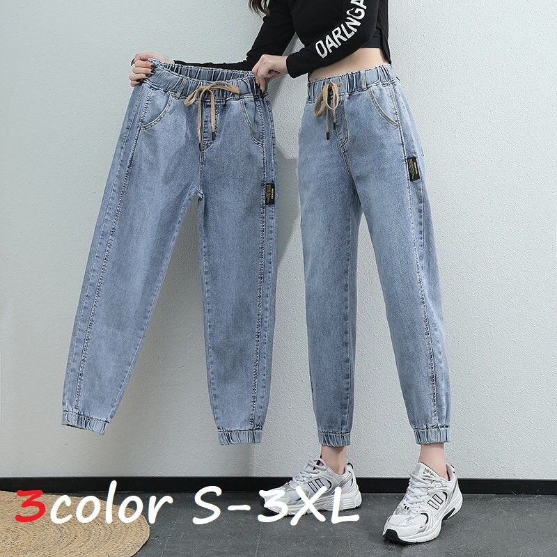 クロップドパンツ レディース ボトムス デニム パンツ ウエストゴム 九分丈 カジュアル シンプル 日常 デイリー お出かけ デート 通勤 通学 学生 10代 20代 30代 春 夏 大人 コーデ コーディネート 韓国 ファッション オルチャン お取り寄せ 送料無料 hll-0618