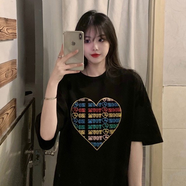 スタンダードTシャツ シャツ サマーラウンドネックトップス レトロ 夏物 Oネック スーパーモール79098235725