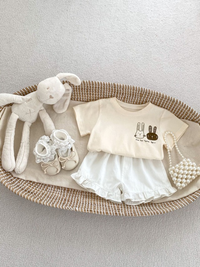 【BABY】裾フリルウエストゴムデニムハーフパンツ - 14