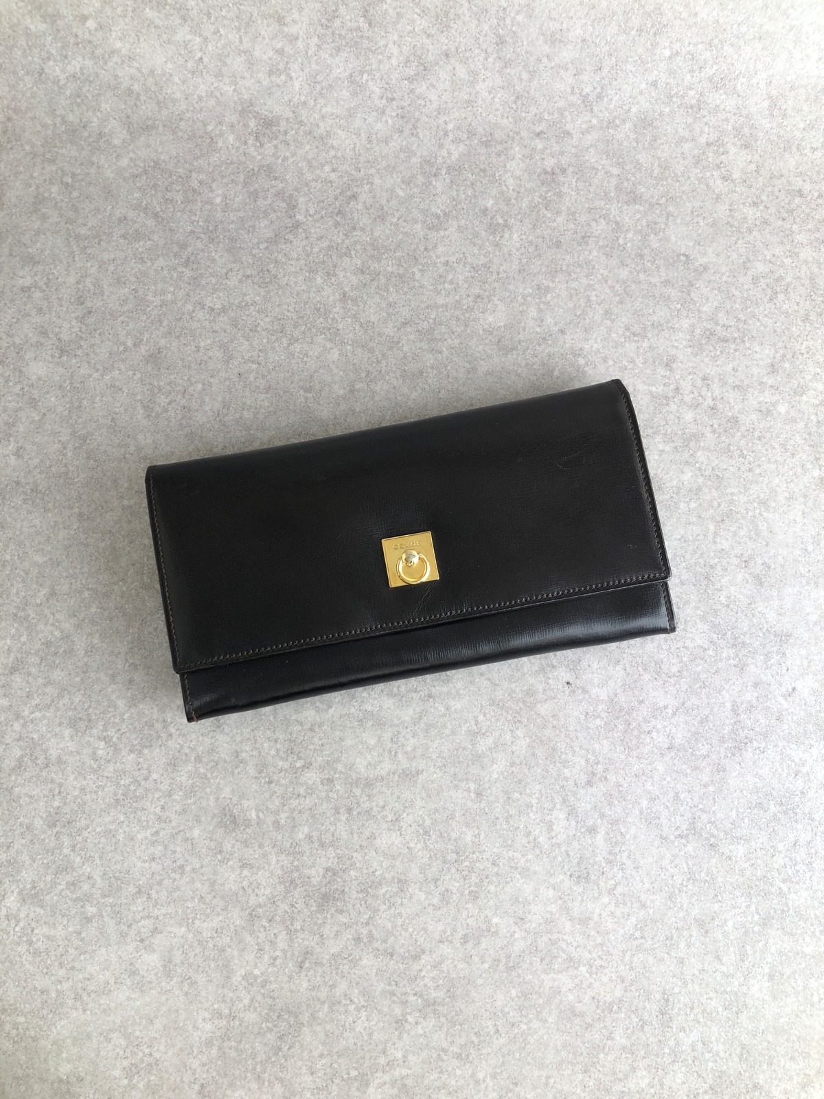 CELINE セリーヌ 財布 ブラック ガンチーニ レザー 長財布 vintage 