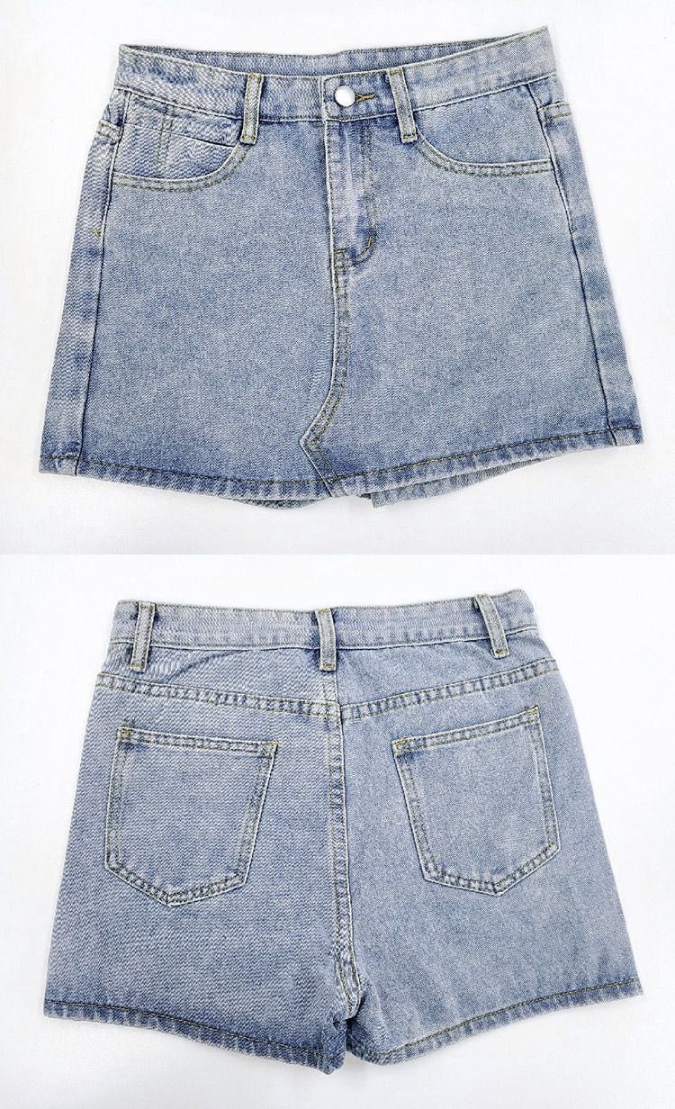 メール便】デニム ミニ スカパン スカート ショートパンツ 一体型