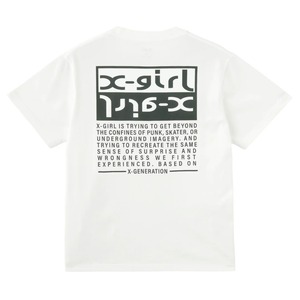 【X-girl】BICOLOR BOX LOGO S/S TEE / WHITE【エックスガール】