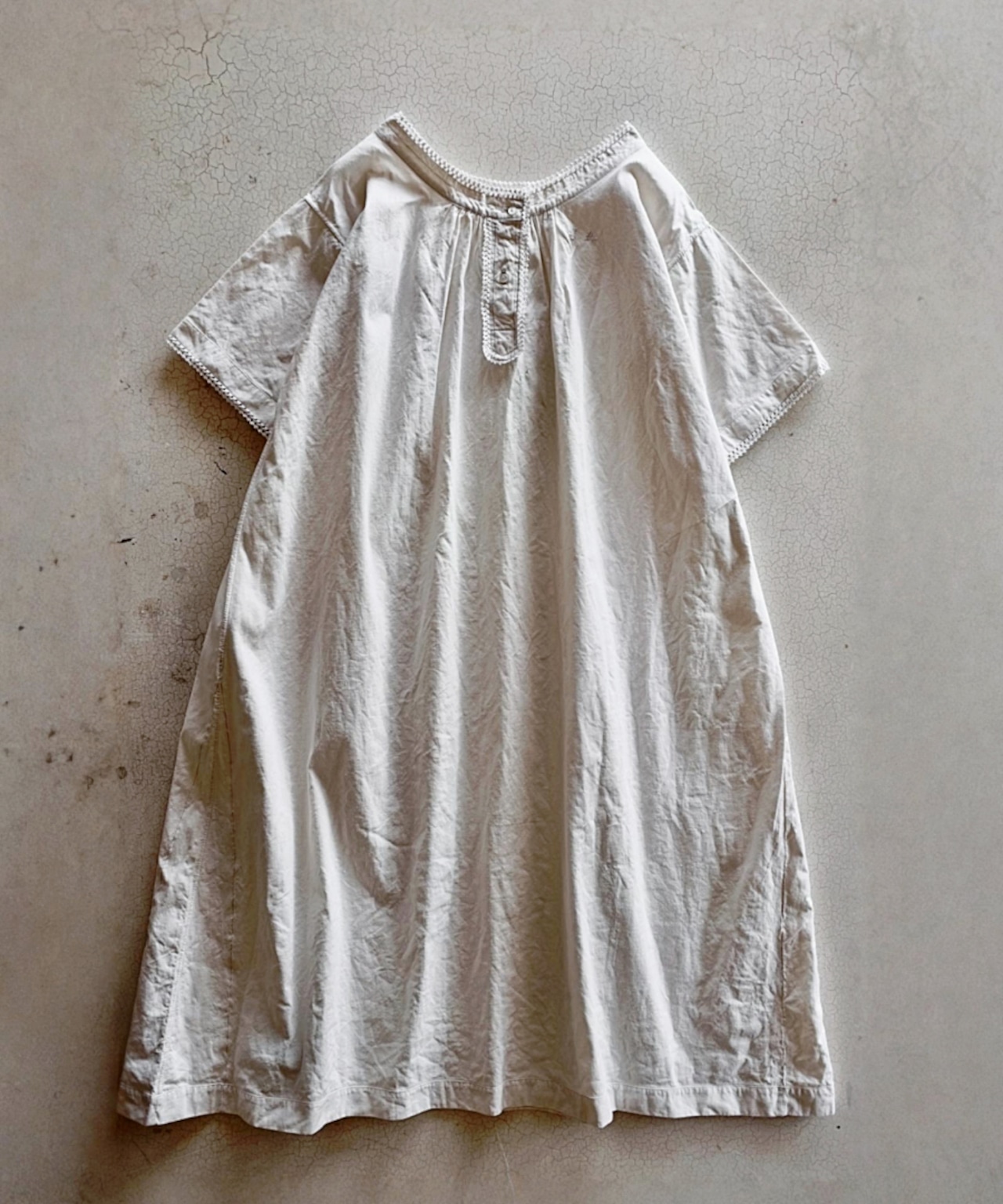 フランス 1900s ダミエのレースとモノグラムとロングワンピースa アンティーク