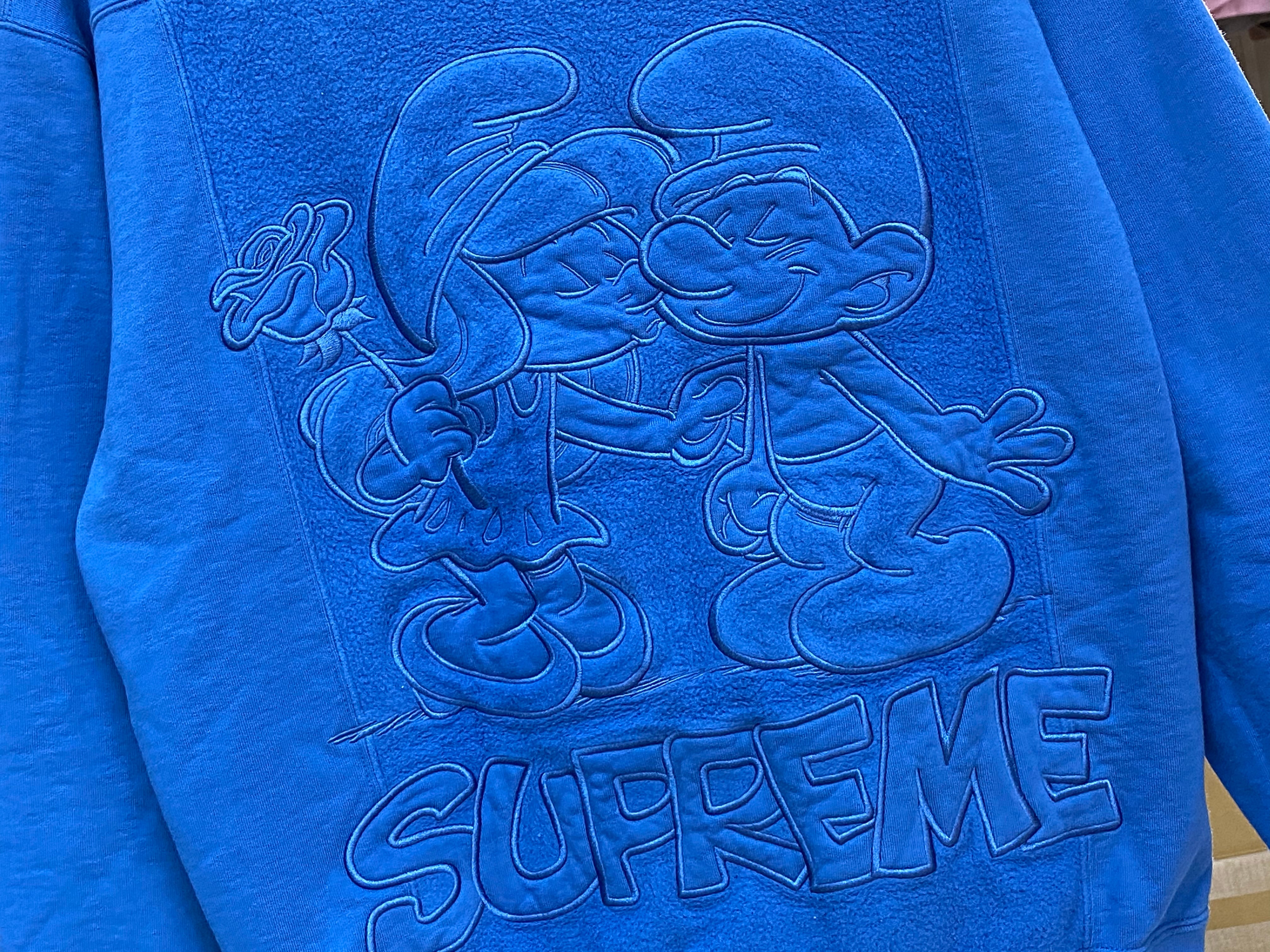 Supreme 20AW × SMURFS HOODED SWEATSHIRT MEDIUM Pale Royal  