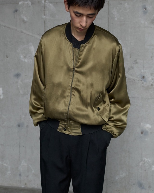 100% silk zip up blouson / From EUROPE