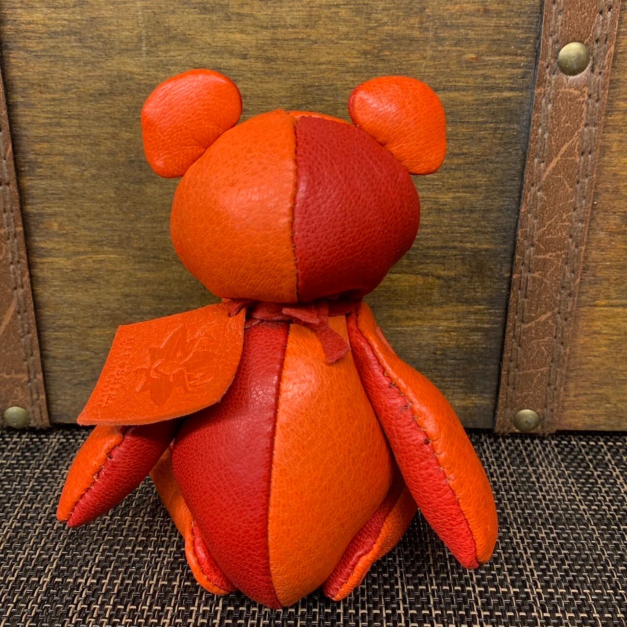 ジビエレザー鹿革ベルベア★マイスターの手作り「ベルズベア」広島レッド×広島バーミリオン　写真の1点販売です