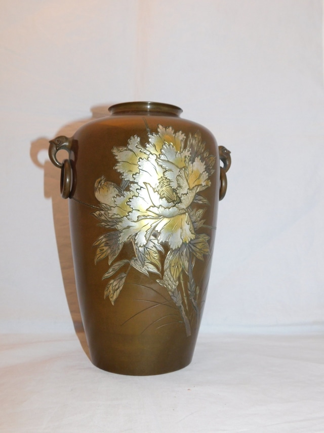 薄端花器(	山水) bronze vase(landscape)   