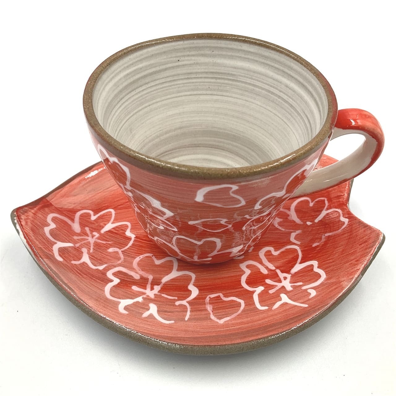 カップ＆ソーサーセット】マット赤桜花びらカップ＆ソーサー | 和光