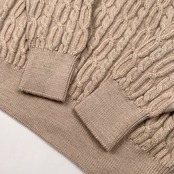 美品 Aquascutum アクアスキュータム ロゴ刺繍 ケーブル編み ウールニットセーター /ビンテージ/ベージュ/D-TK1200