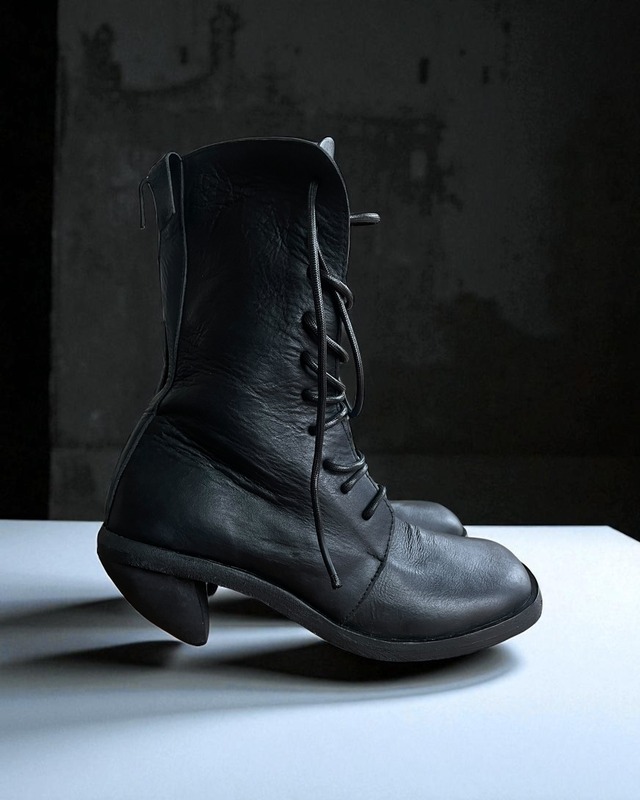 Nutsa Modebadze - Square Toe Lace-Up Heel Boots