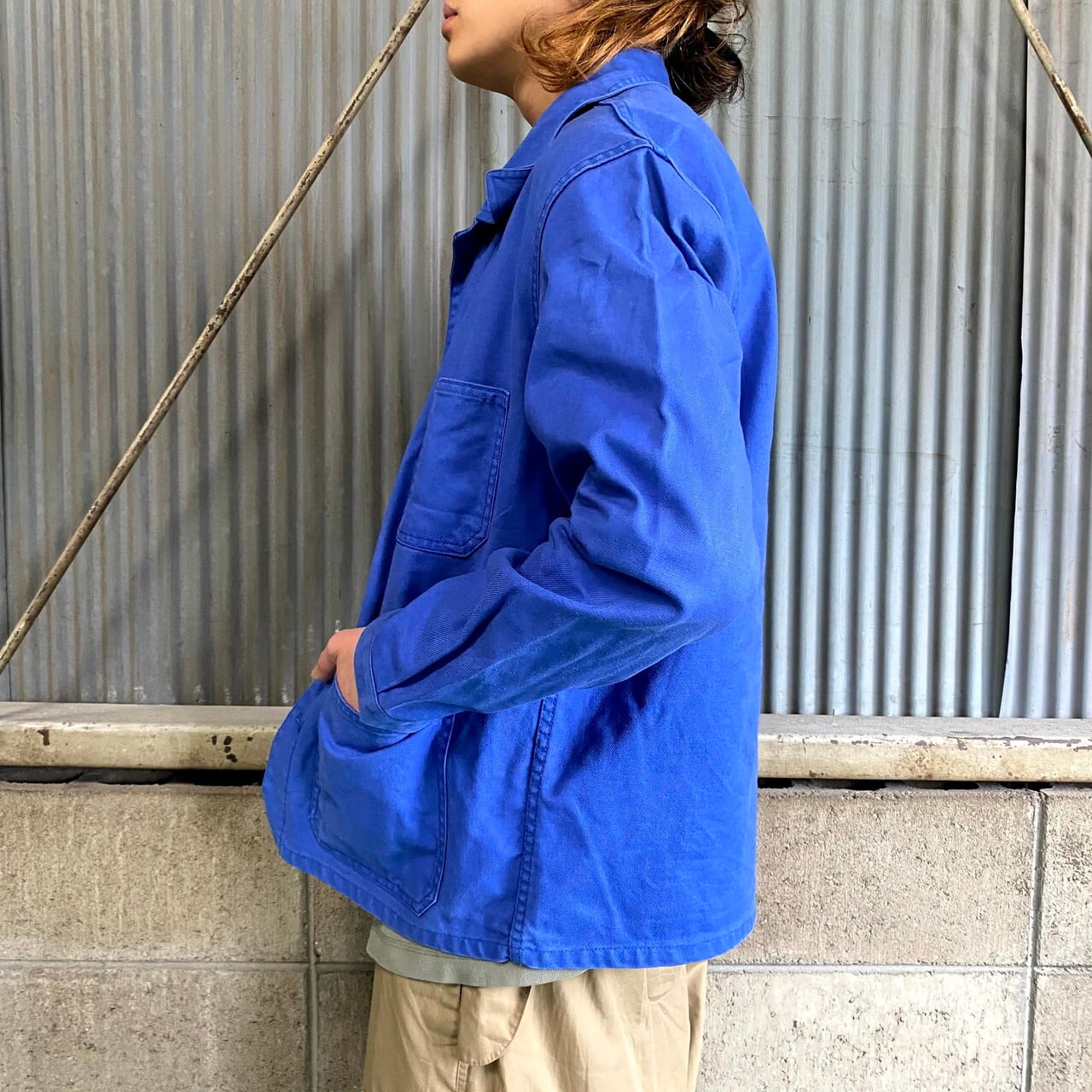 コットンツイル ユーロワークジャケット メンズM相当 ヨーロッパ古着