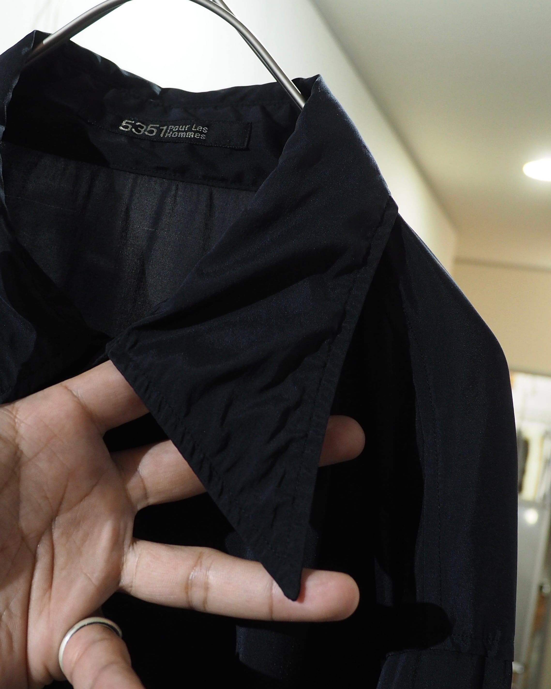 1990 - 00s " 5351 Pour Les Hommes " Black Pointed Collar Archive Drape Shirt