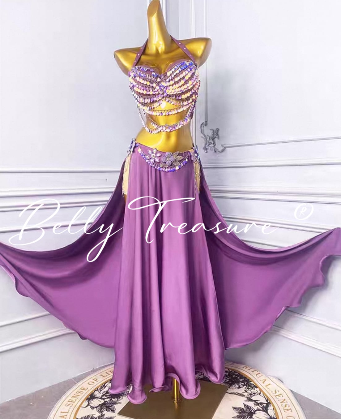 ベリーダンス 衣装 豹柄パープル