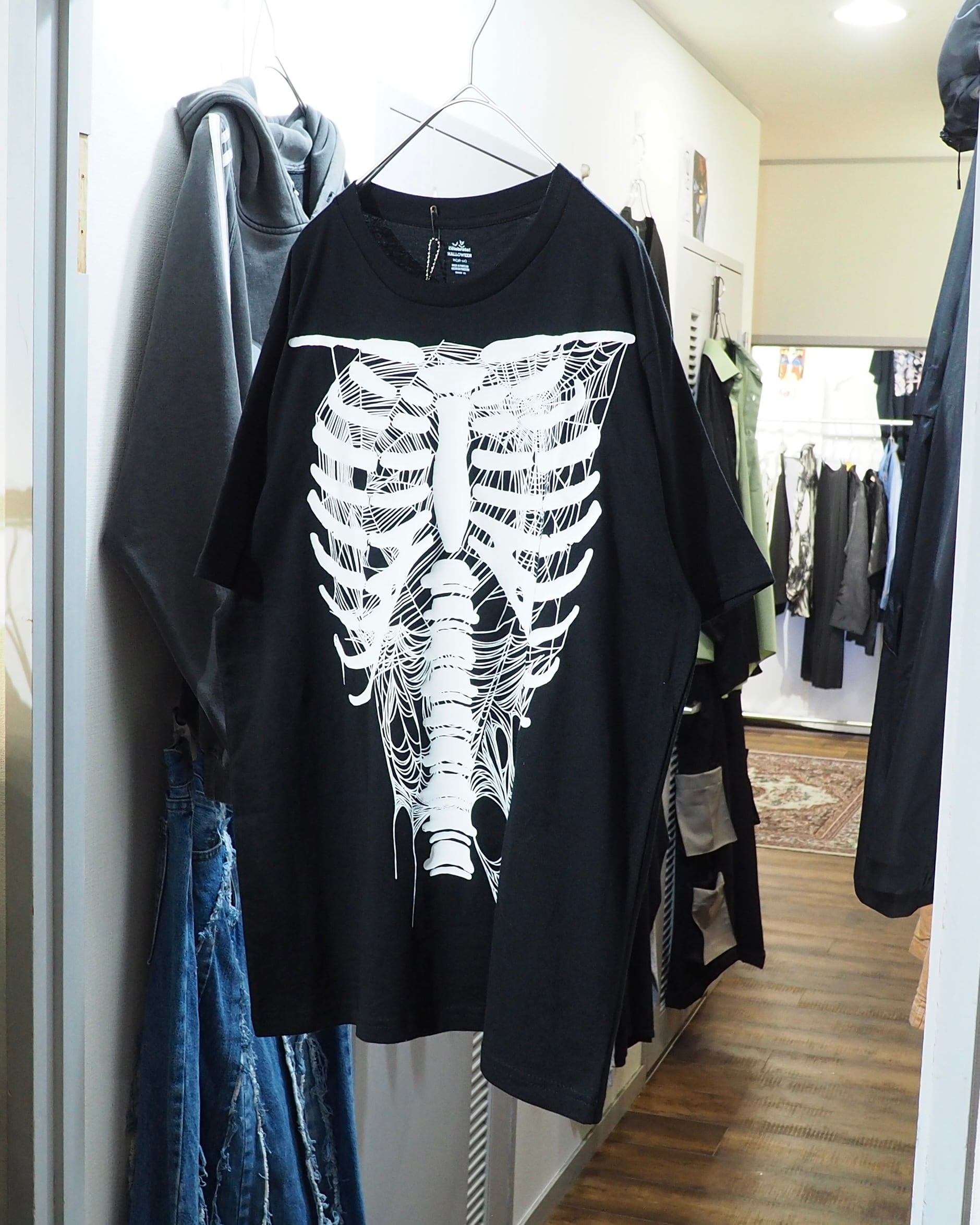 ” 肋骨 ” Rib cage × Spider Wed printed Black SS Tee