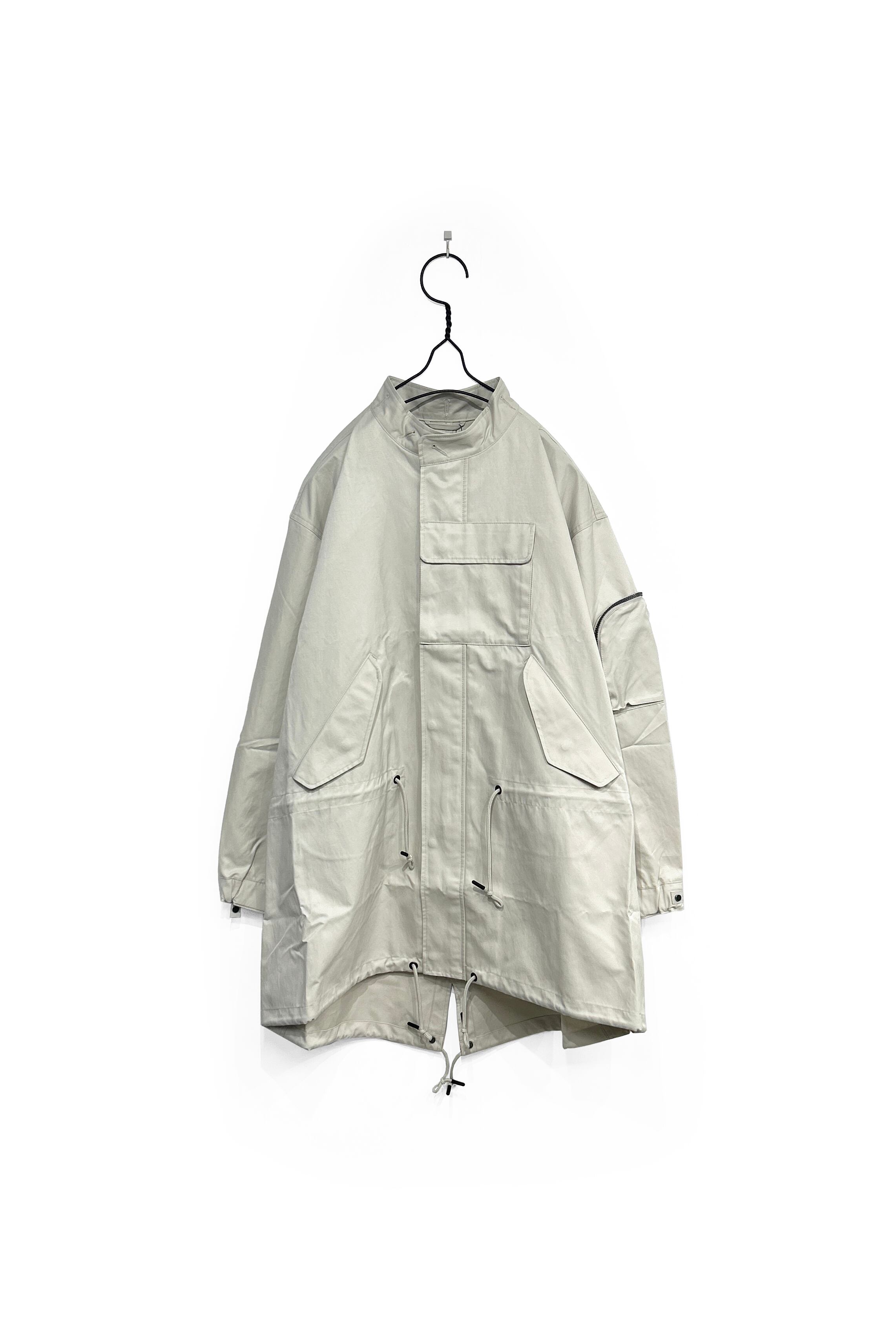 BAL/COTTON NYLON FISHTAIL COAT STONE | &Chill