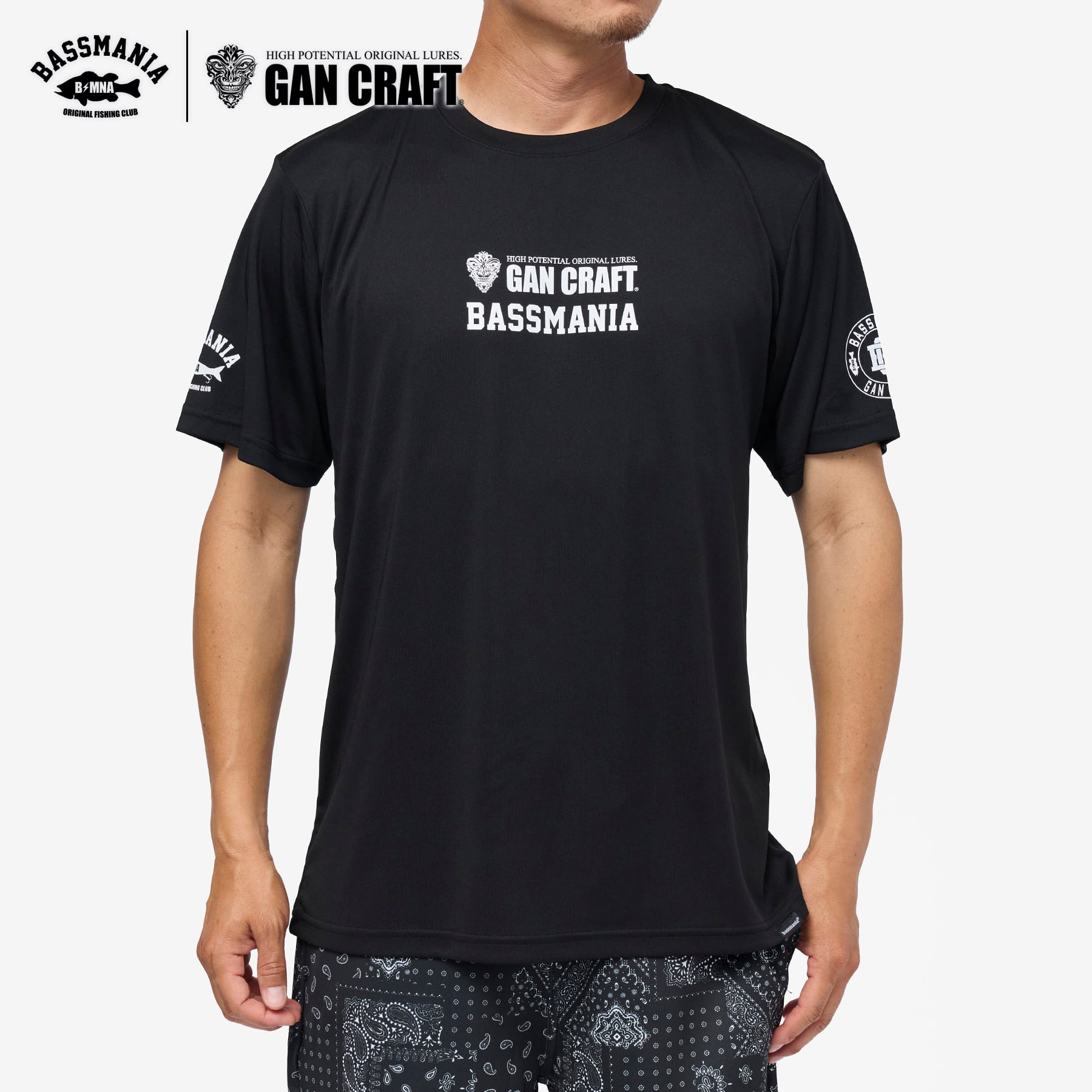 GANCRAFT×BASSMANIA】GANMANIA LOGO ドライTシャツ ［BLK］ | bassmania.jp