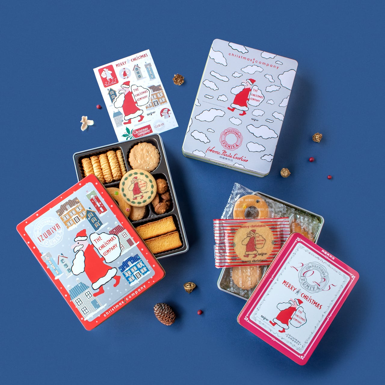 英マークス&スペンサー2024限定クリスマスライトアップ紅茶缶、クッキー青赤缶 英国直送便】クリスマス・ギフトセットを作りました。｜山口もも