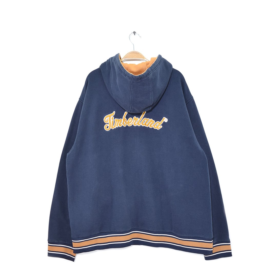 ティンバーランド 厚手 スウェットパーカー 紺黄 ネイビー フルジップ