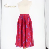 社交ダンス 衣装 スタンダード スカート レッスンウェア レディース レッド系 ブルー系 赤 青 花柄 フォーマル 練習着 かわいい ダンス ロングスカート フレアスカート Aライン ふわっと スリットなし ファスナー 花柄プリント 柄スカート レッド ブルー 配色 華やか エレガント 上品 大人可愛い フォーマルウェア 舞台衣装 練習用 レッスン用 きれいめ カジュアルフォーマル ポリエステル 裏地なし 60 スカート丈約69cm ウエスト約29.5cm-