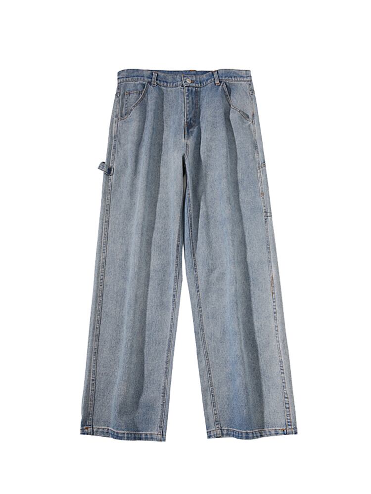 全1色 デニム パンツ ストレート カジュアル 無地 おしゃれ