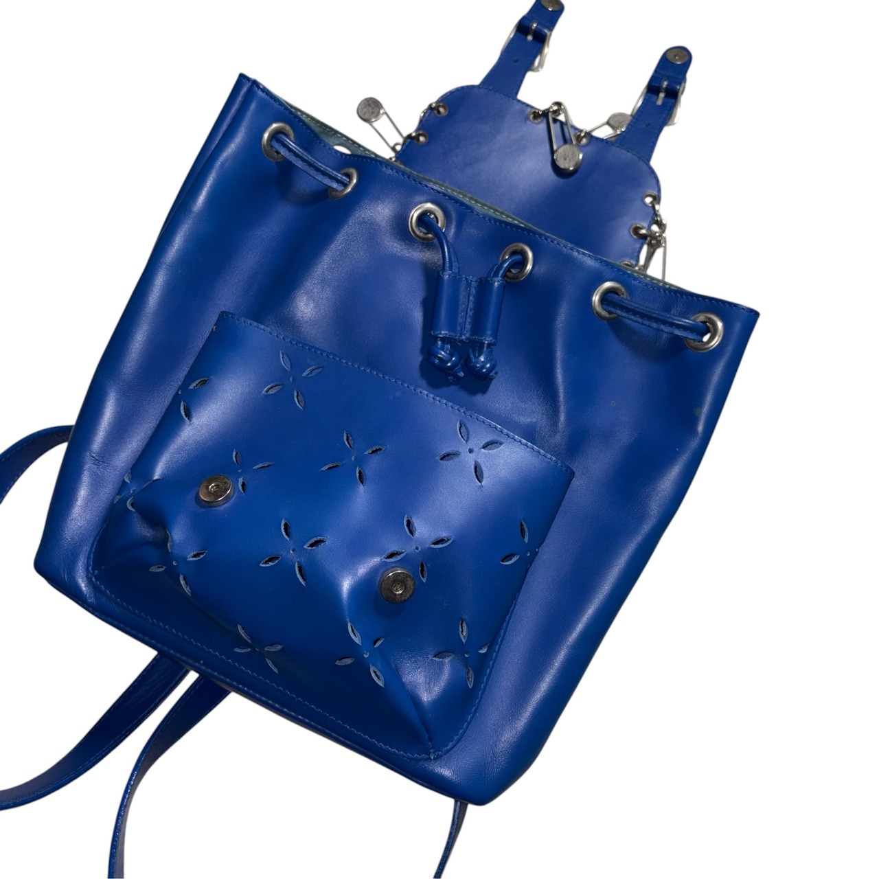 vintage GIANNI VERSACE blue leather backpack