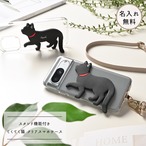 しっぽのスタンド機能付き スマホケース 【 てくてく猫 クリアケース 】 名入れ無料 黒猫 白猫 スマホショルダー スマホスタンド