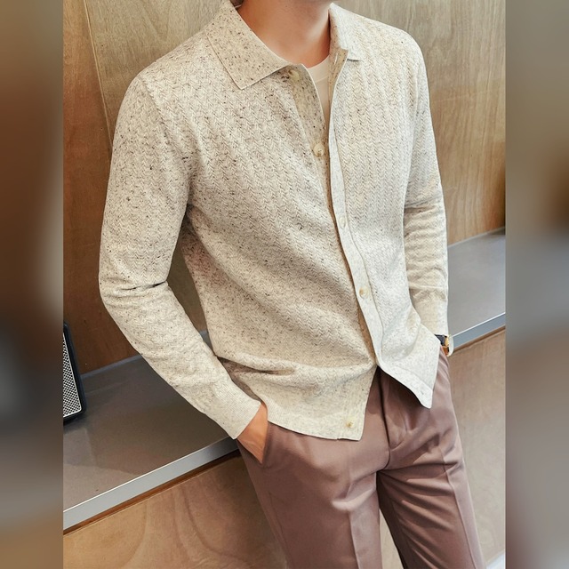 シャツカラー ニットカーディガン 4color KA1469