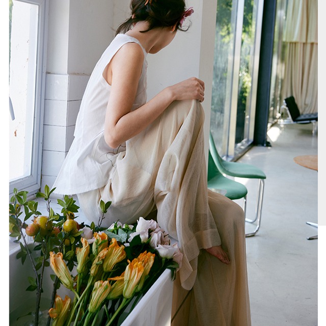 sheer wide pants 10674