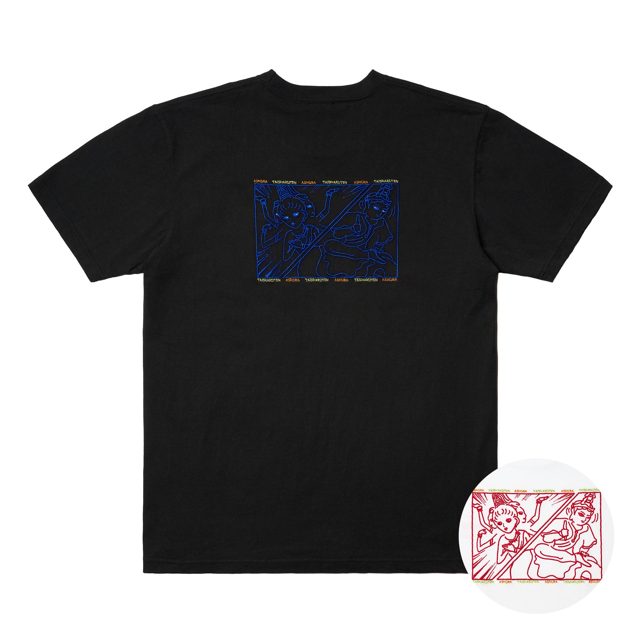 阿修羅 仏像 Tシャツ (プリント) 6.2oz ホワイト/蛍光グリーン