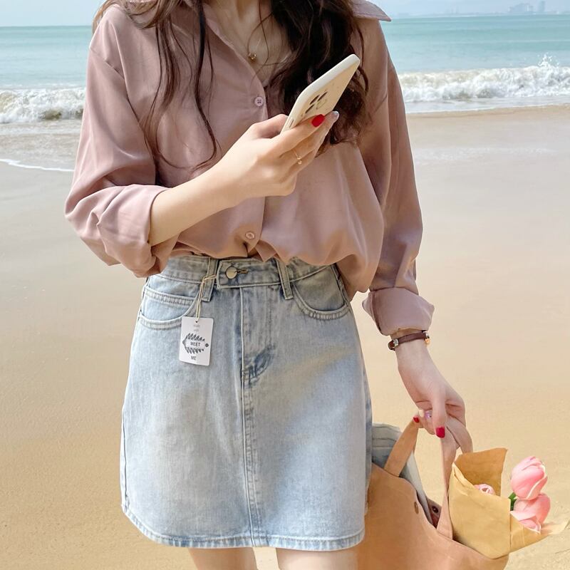 スタンダードウェストスカート Aラインショート レトロ ビッグFスモールZ韓国55678008216