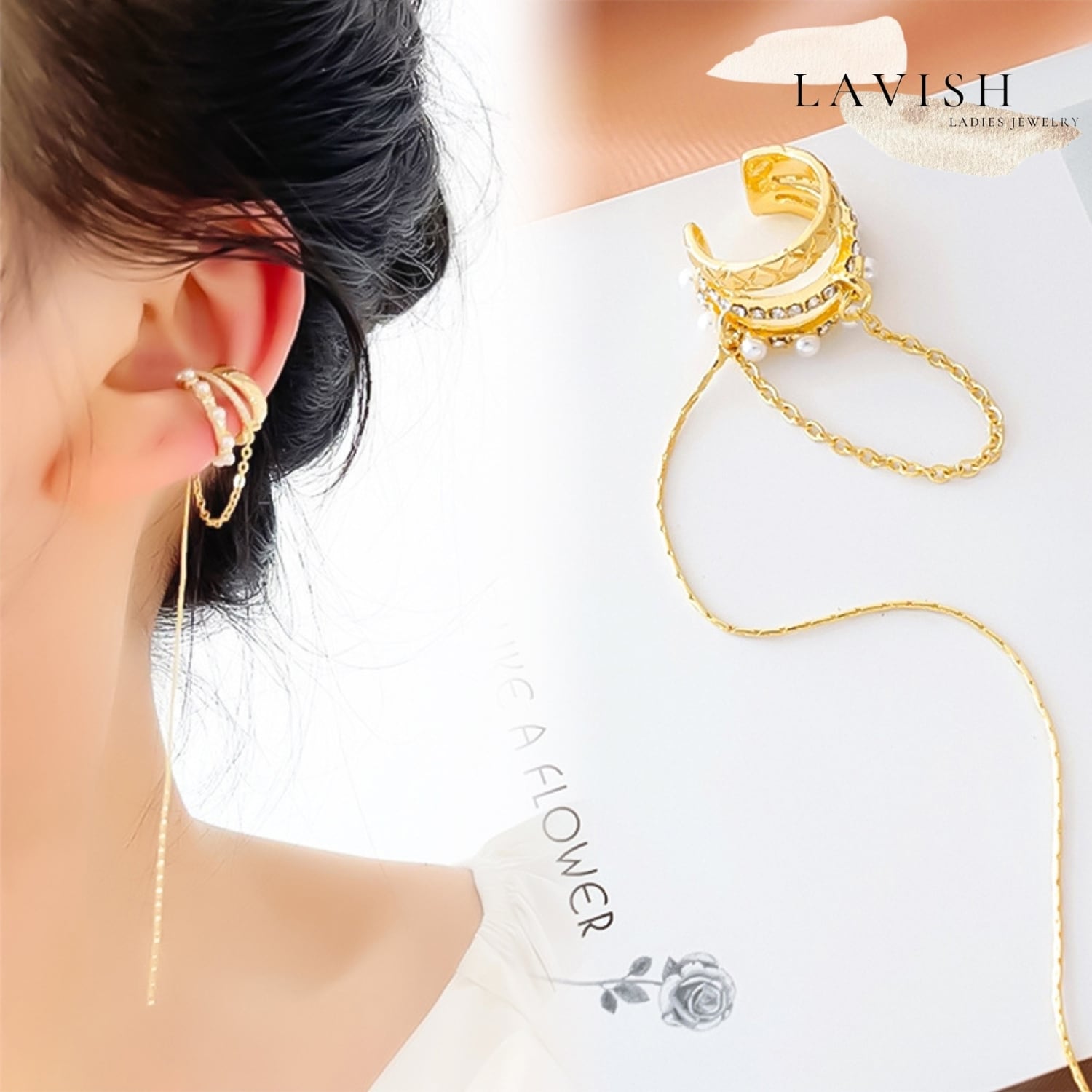 チェーンライン イヤーカフ レディース Ear cuff