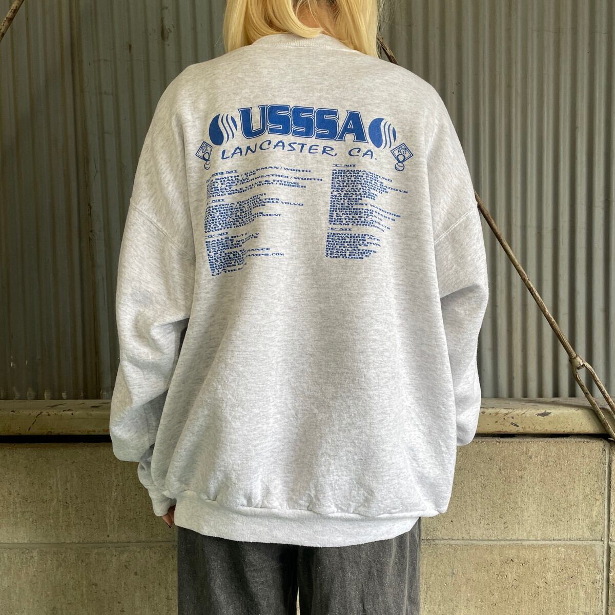 90年代 星条旗 野球 記念 プリントスウェットシャツ メンズXL 古着 90S