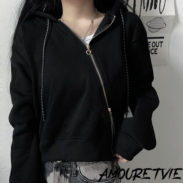 Amouretvie レディース フリース アシンメトリー ブラック ピンク オルチャン ピープス 韓国ファッション 2409 Amouretvie 韓国系 モード系 個性的ファッションの通販サイト