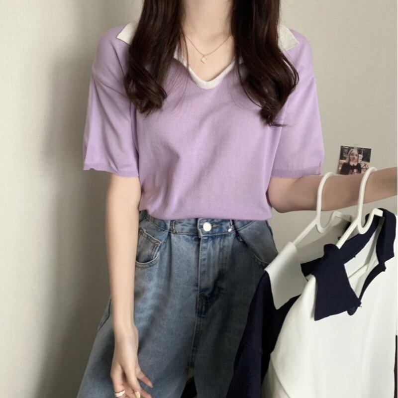 Tシャツ シャツ サマールーズ薄手カジュアルカラートップス 夏物 YY-ファッション15685491504