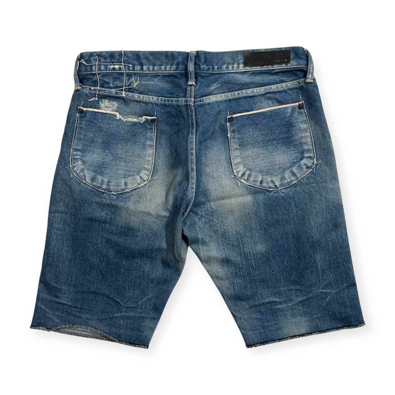 KURO クロ ダメージ加工 赤耳 セルビッチ ハーフ ショート デニムパンツ ジーンズ 約W90cm /メンズ/日本製