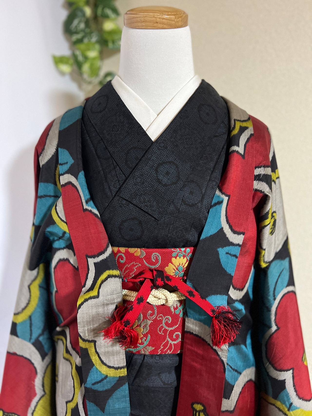 和装 銘仙長羽織 着物リメイク素材 易く