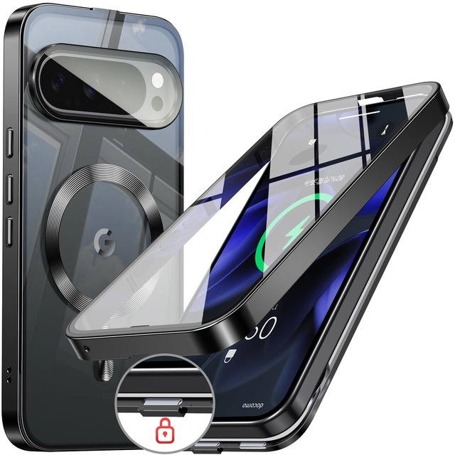 【自動スライドロック!360°全面保護】WTAIYUN Google Pixel 9 Pro XL 用 ケース MagSafe対応 一体型レンズ保護