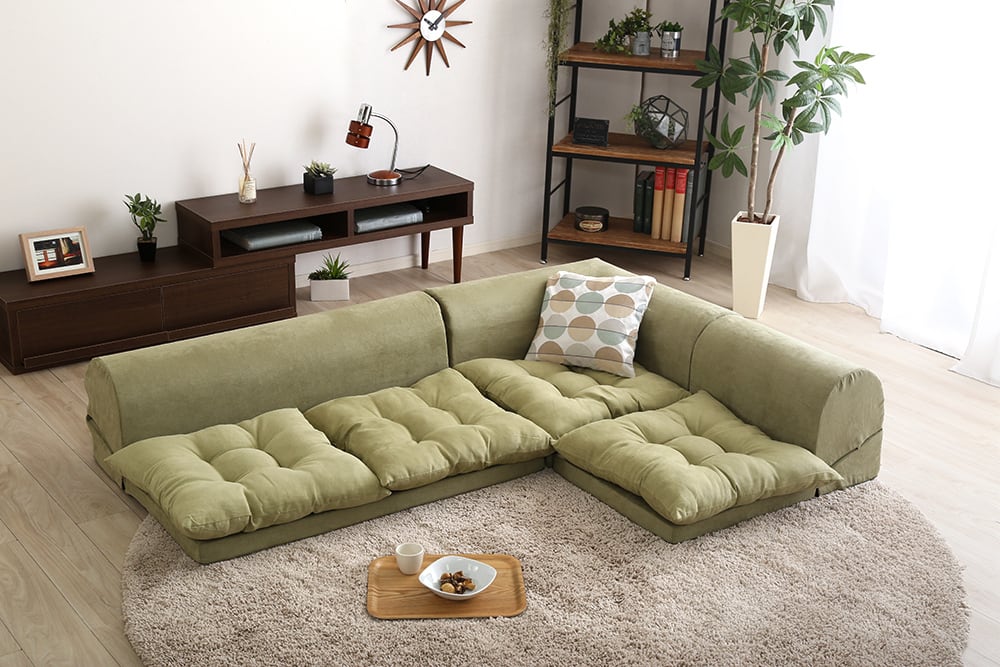 3人掛けフロアコーナーソファ(2セット)分割ソファ 同色2セット