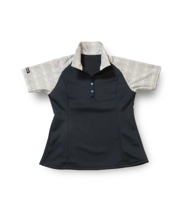ゴルフポロシャツ チェック ネイビー 吸水加工&UVカットのストレッチ生地使用の日本製