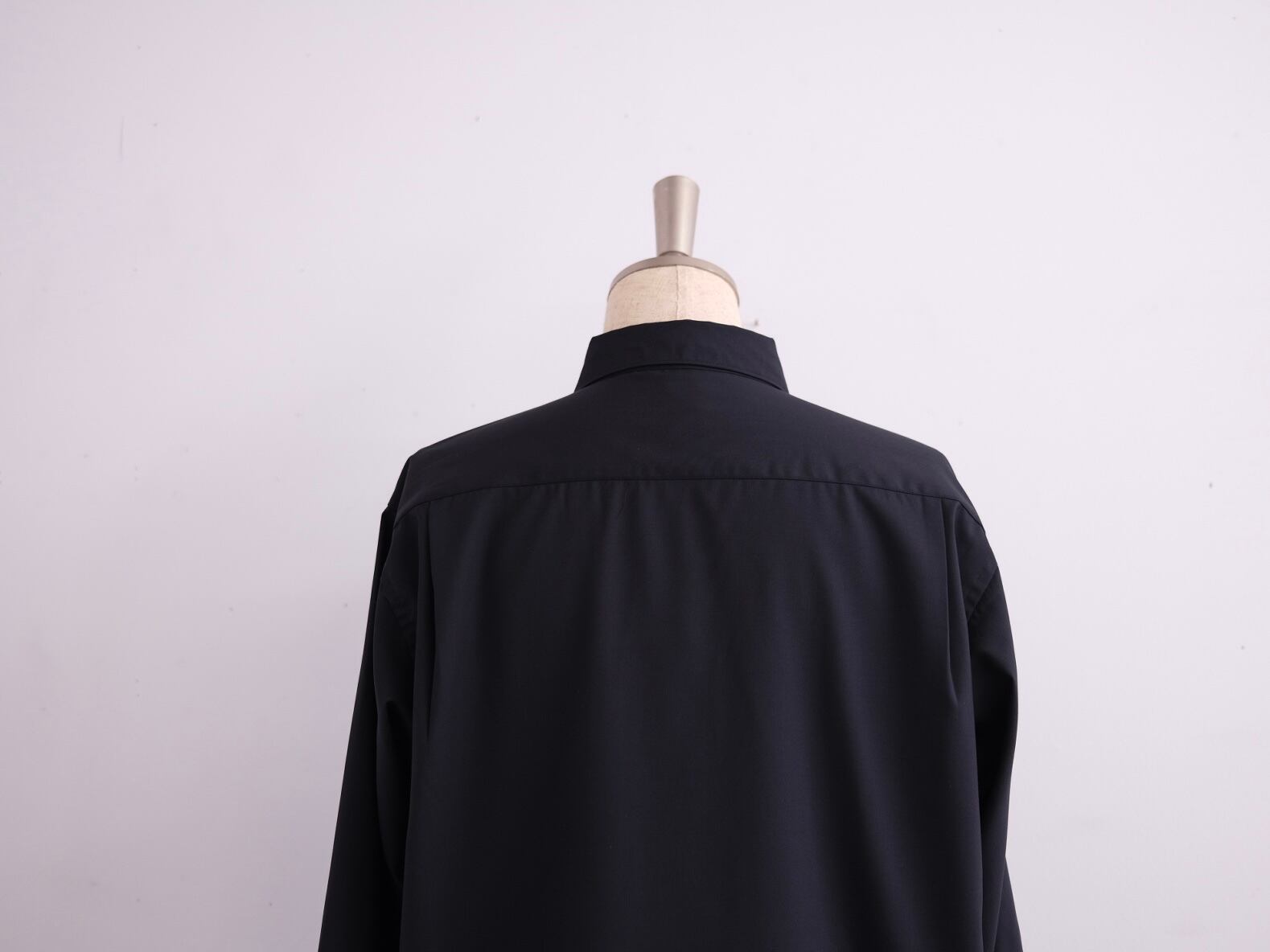 Men's BATONER “ TROPICAL WOOL REGULAR COLLAR SHIRT” ROYAL NAVY