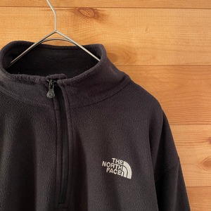 【THE NORTH FACE】ハーフジップ フリースジャケット ポーラテック  ワンポイントロゴ 刺繍ロゴ プルオーバー トップス インナーフリース M ノースフェイス POLARTEC 黒 US古着