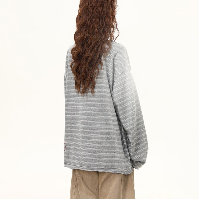 ゴシックレタリングボーダーロングスリーブTシャツ 1col   R02775