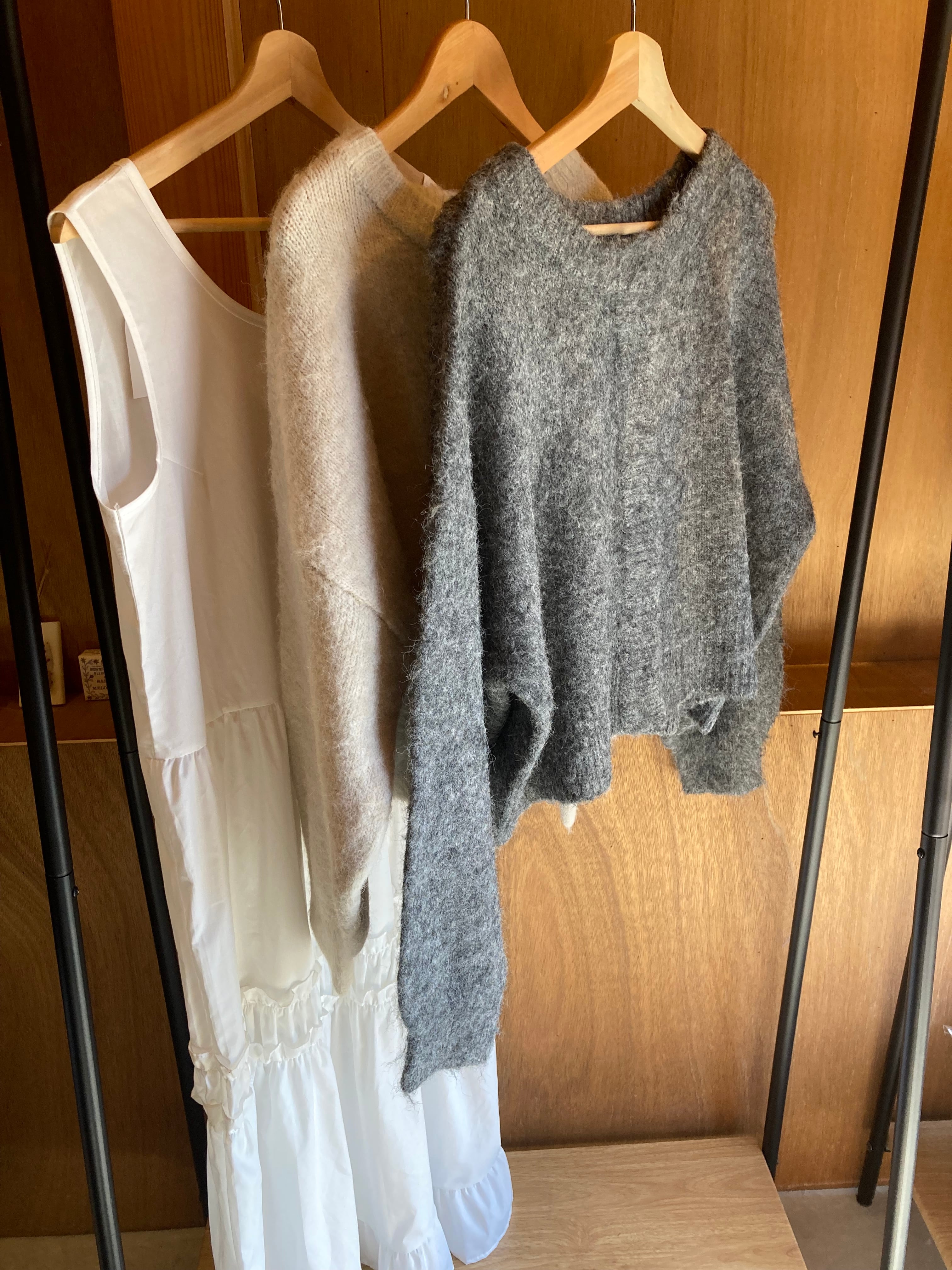 【hunch】ミックスヤーン 2WAY長袖ニットカーディガン