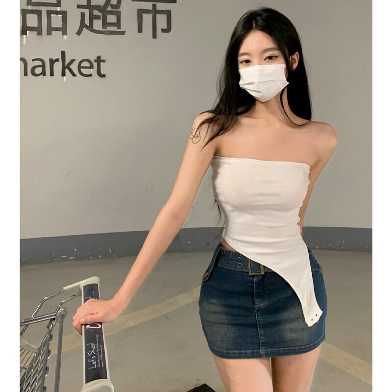 サマーレッドショートトップス ストリート 夏物 ピュア ガールズファッション60621626678