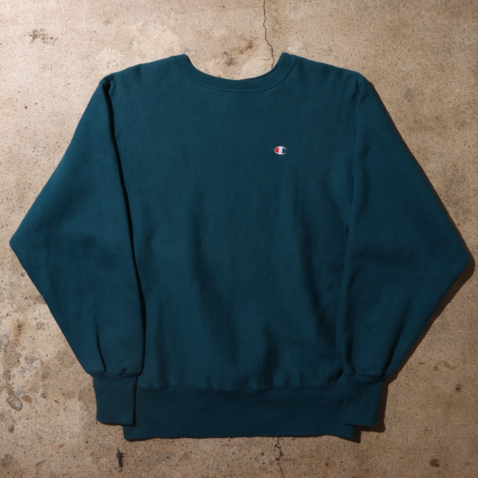 極美品 90s L ティール リバースウィーブ チャンピオン スウェット  