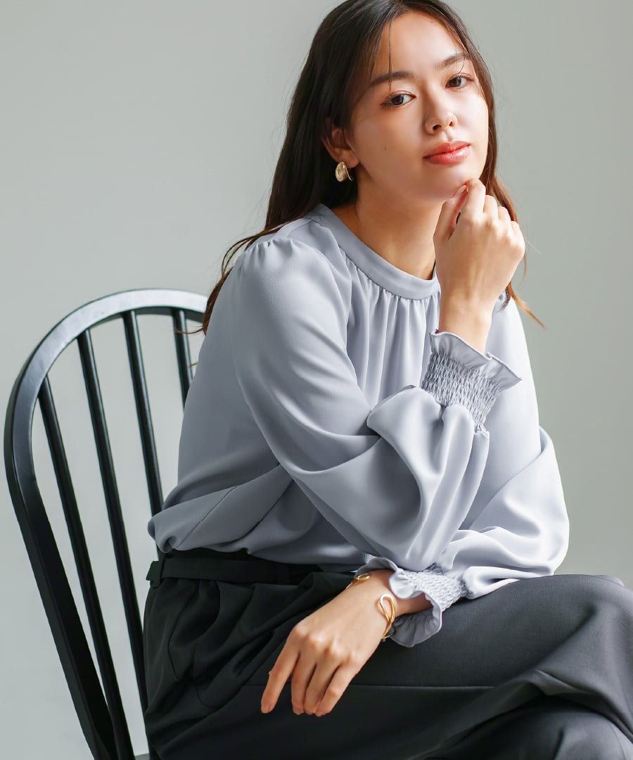 SALE 30％OFF】【 ディテール映え 】ソフトツイル・袖口シャーリング