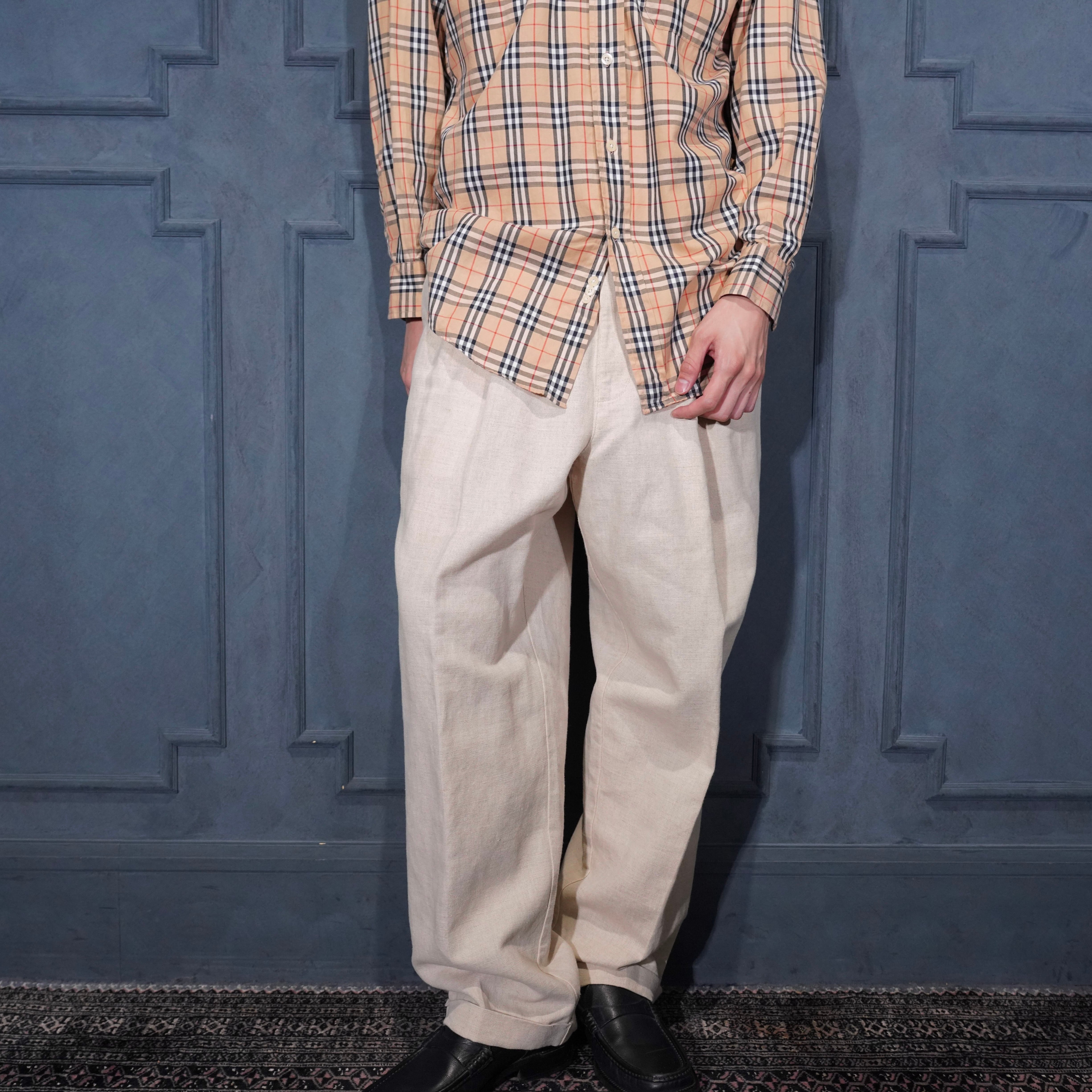 USA VINTAGE DOCKERS khakis TUCK DESIGN LINEN COTTON SLACKS PANTS