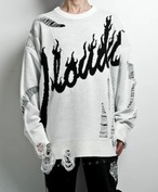 【Backstage pass】(バックステージパス) MONTEREY(モントレー)ロゴジャガード オーバーサイズ ダメージニット  NGS2304  ロンティー ユニセックス サブカル 地雷系